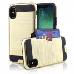 Wholesale iPhone X (Ten) Credit Card Armor Hybrid Case (Gold)